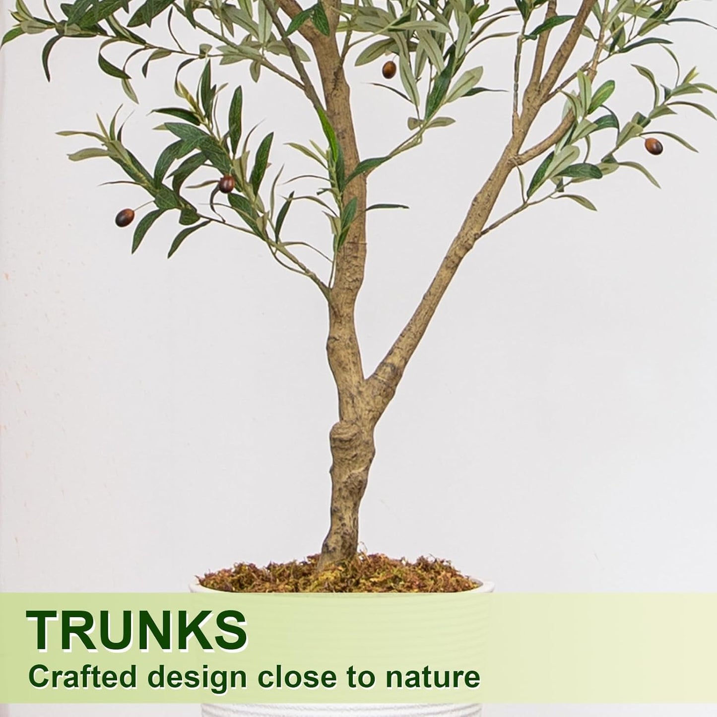 7FT Olive Tree Artificial Indoor, 84in Tall Faux Olive Tree with Pot, Fake Potted Tree with Fruits for Home Office Decor