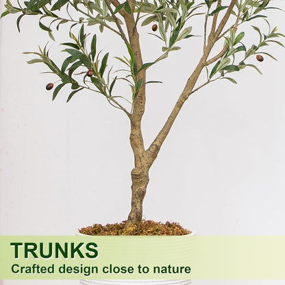 7FT Olive Tree Artificial Indoor, 84in Tall Faux Olive Tree with Pot, Fake Potted Tree with Fruits for Home Office Decor