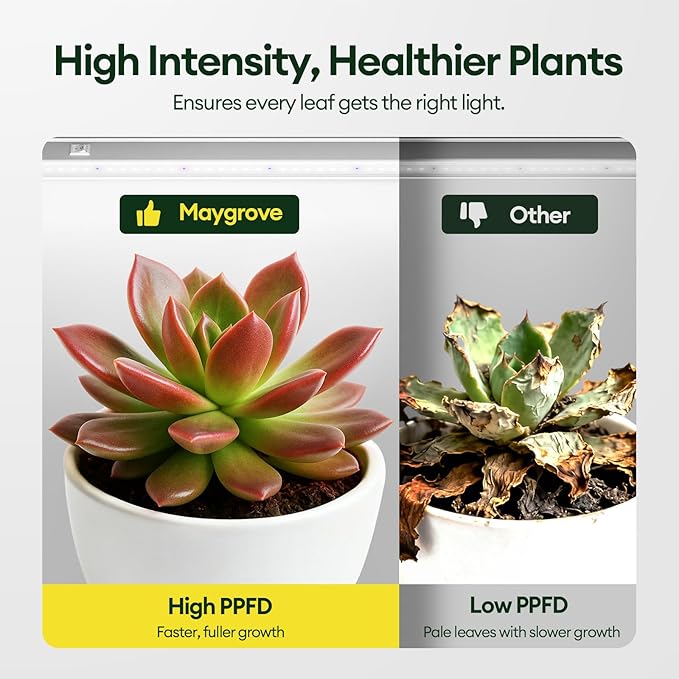 Plant Grow Lights 1FT, Blue-Rich Full Spectrum 5000K, 28W(4 x 7W), T5 LED Grow Light Strips for Indoor Plants and Succulents, High PPFD, Linkable, White, 4-Pack