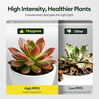 Plant Grow Lights 1FT, Blue-Rich Full Spectrum 5000K, 28W(4 x 7W), T5 LED Grow Light Strips for Indoor Plants and Succulents, High PPFD, Linkable, White, 4-Pack