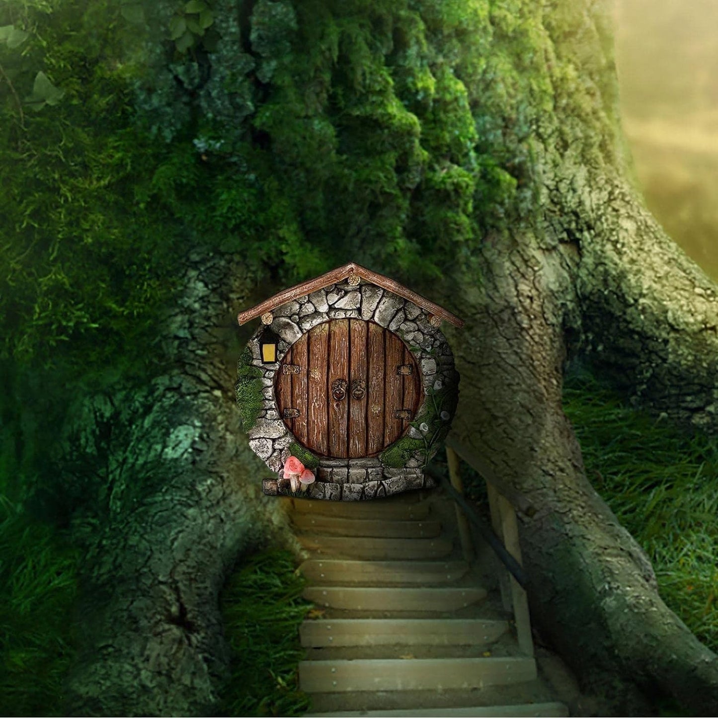 Mini Fairy Garden Door for Tree, Miniature Fairy Door for Fairytale Tiny House Doors, Bonsai Terrarium Micro Landscape Decoration Accessories, Outdoor Statues, Garden Sculptures and Statues (Pendant)