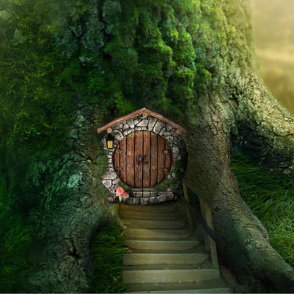 Mini Fairy Garden Door for Tree, Miniature Fairy Door for Fairytale Tiny House Doors, Bonsai Terrarium Micro Landscape Decoration Accessories, Outdoor Statues, Garden Sculptures and Statues (Pendant)