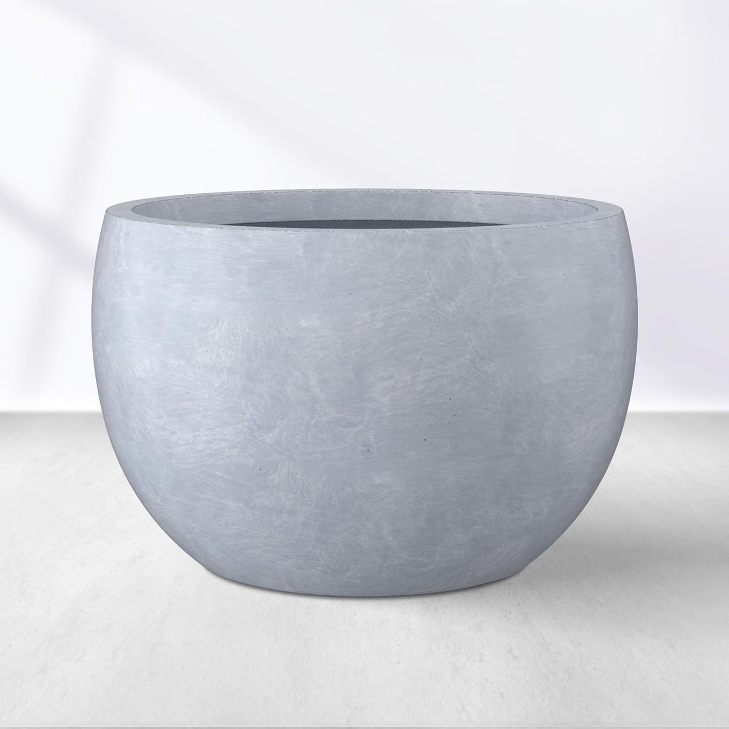 Kante 19.9" Dia Round Concrete Planter, Outdoor/Indoor Large Bowl Plant Pots with Drainage Hole and Rubber Plug for Garden Patio Balcony Home, Gray