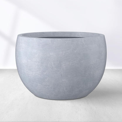 Kante 19.9" Dia Round Concrete Planter, Outdoor/Indoor Large Bowl Plant Pots with Drainage Hole and Rubber Plug for Garden Patio Balcony Home, Gray
