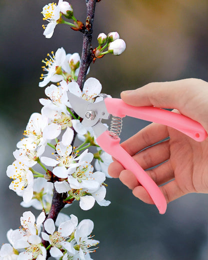 Pruning Shears for Gardening, 1 Pack Garden Scissors for Cutting Fresh Flowers, Floral Clippers for Plants, Fruits (Pink)