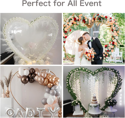 Heart Shape Wedding Metal Arch Backdrop Gold Flower Balloon Arbors Stand for Wedding Birthday Party, Graduation Decorations and Baby Shower 2.2M