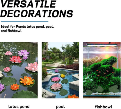 BRBASAP 6Pcs Realistic Floating Lily Pads for Ponds Artificial Foam Lotus Leaves for Pond Decor Plastic Water Lily Pads Foliage for Pool Koi Fish Patio Aquarium Lifelike Pond Plants