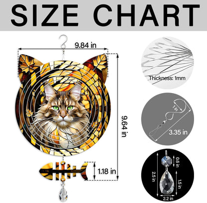 Maine Coon Cat Wind Spinner, Maine Coon Cat Wind Spinner Hanging for Yard and Garden