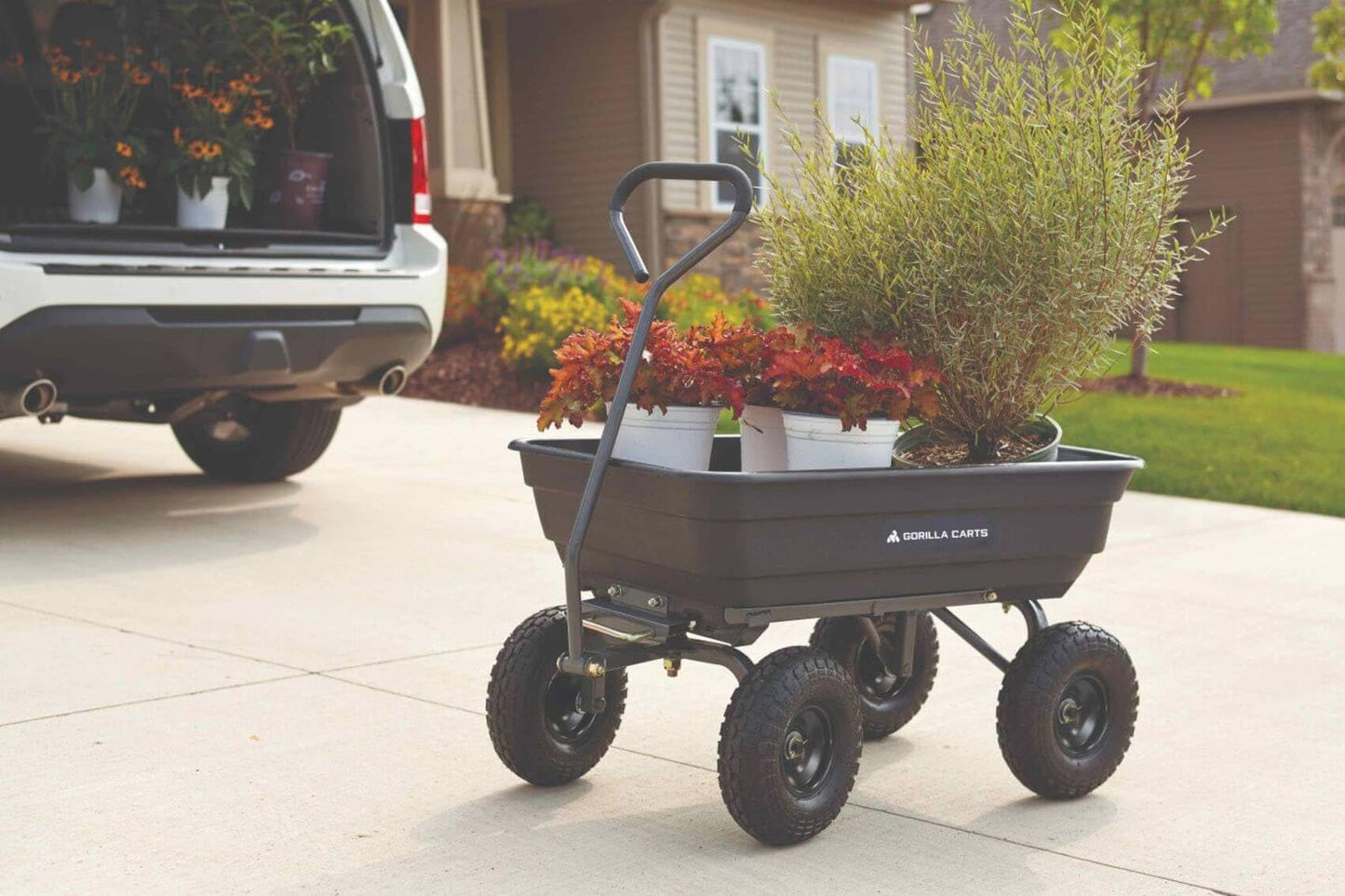 Gorilla Carts Heavy-Duty Poly Garden Dump Cart, 4 Cu Ft, 600 lb Capacity