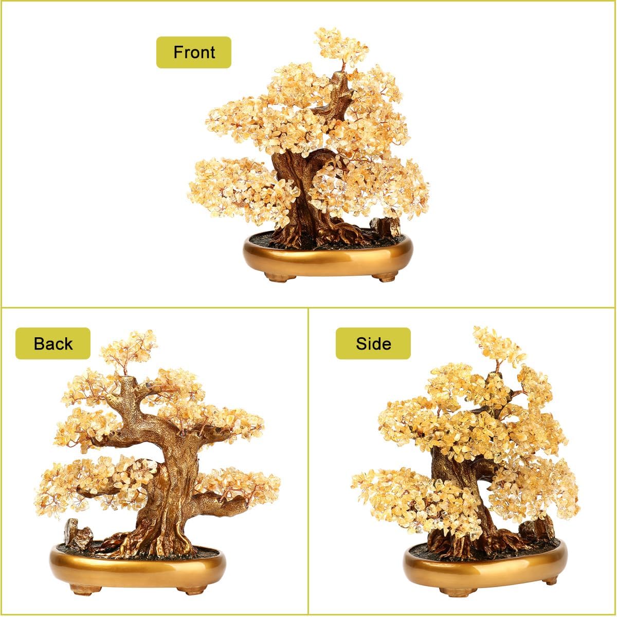 Natural Tree of Life (1,251 Gemone unt) Cryal Tree with Healing Properties - Bonsai Feng Shui Money Tree for Healing and Luck (Citrine),One Size