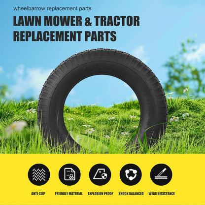 4.80/4.00-8 Tire and Inner Tube, Premium Rubber Wheelbarrow Replacement Parts for Hand Truck Lawn Mower Dollies Wagon Dolly Trailers Go Kart 2 Pack