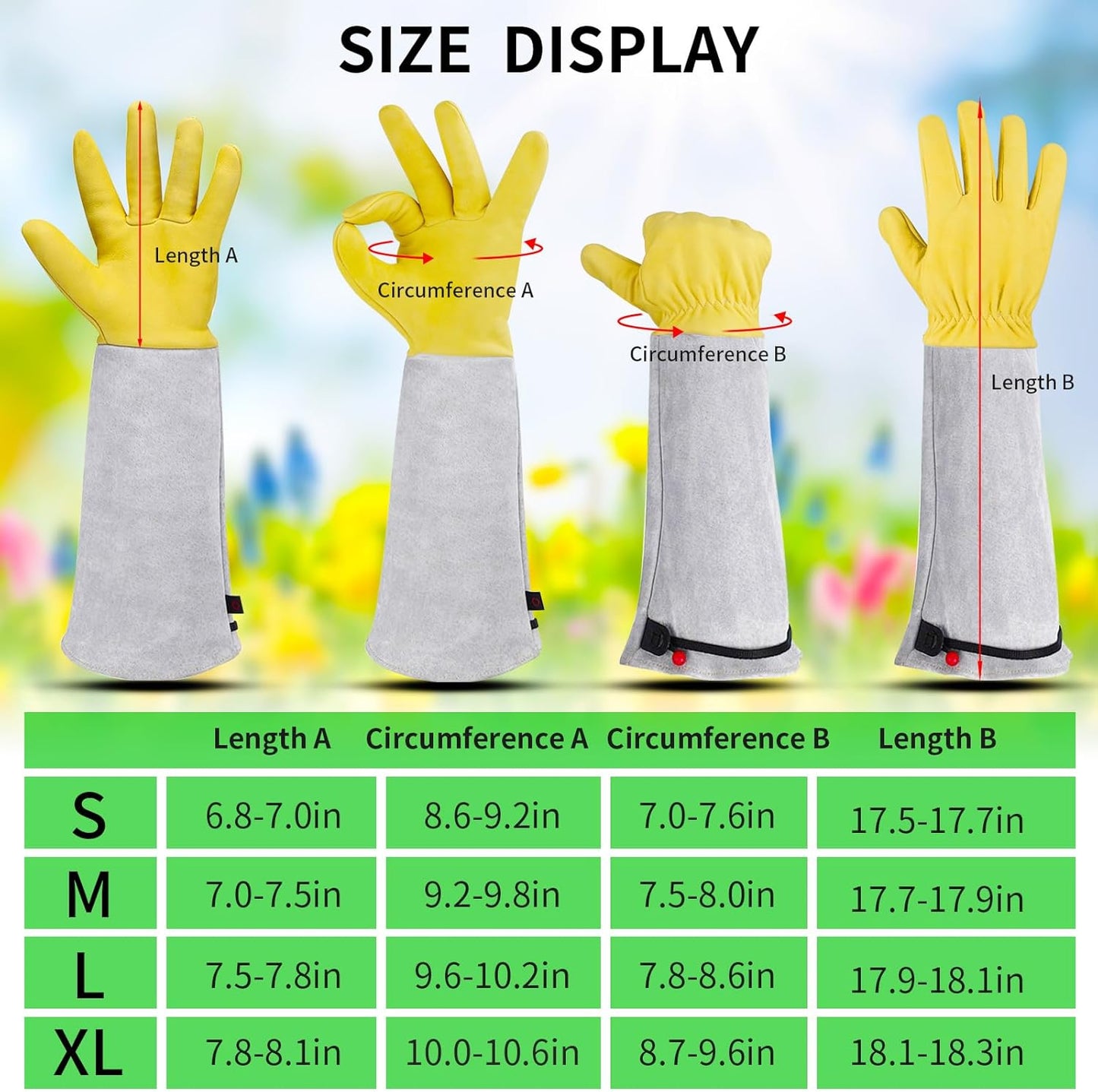 Gardening Gloves for Women/Men, Rose Pruning Thorn-Proof Gloves, with Adjustable Cuff and Durable Goatskin Leather, Comfy Breathable Long Sleeve Work Garden Gauntlet Glove for Yard Work(L)