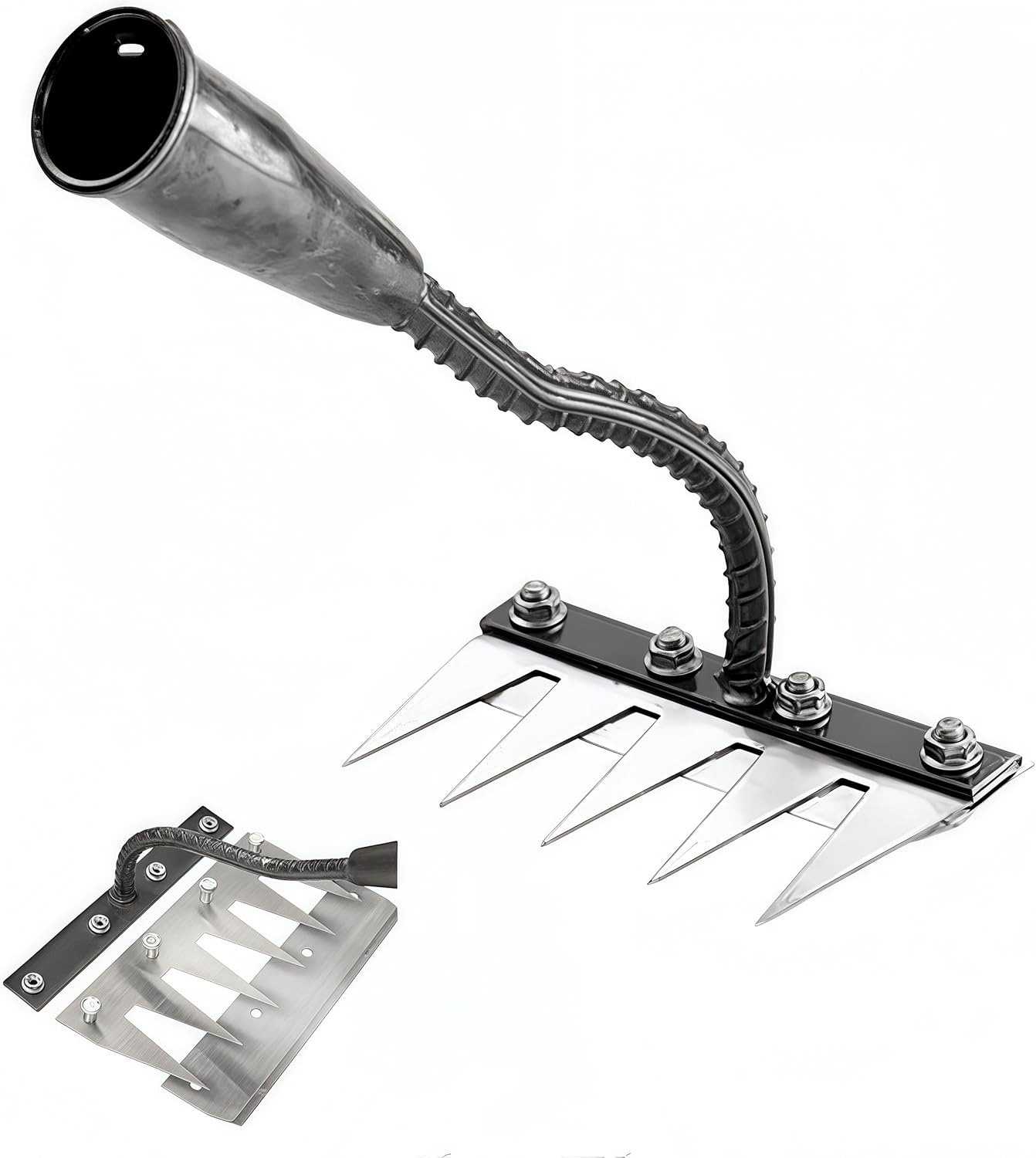 2025 New Gardening Hand Weeder Tool，Gardenia Iron Weeding Rake ，Manual Weeder Tool with Detachable Blades，Tool for Effortless Weed Removal， Flower Beds & Vegetable Patches (No Wooden Handle)