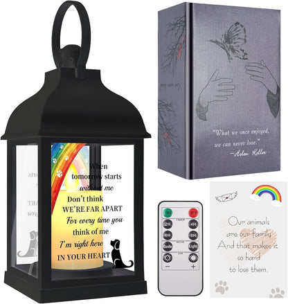 Dog Memorial Gifts with Remote - Sympathy Bereavement Gifts for Loss of Dog, Rainbow Bridge Memorial Lantern for Grieving Pet Owner