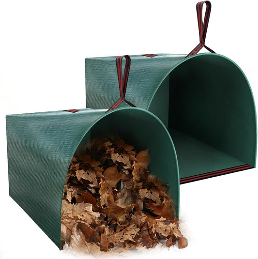 Joyhalo Reusable Yard Waste Bags, 2 Pack 50 Gallon Dustpan-Type Garden Bag for Collecting Leaves