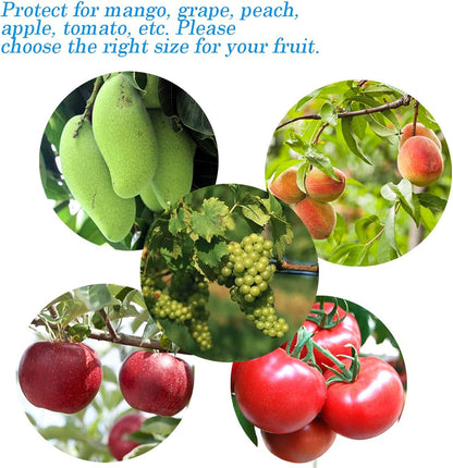 50PCS Fruit Protection Bags,11x8'' Green Netting Bags for Fruit Trees, Garden Fruit Cover Mesh Bags with Drawstring for Plant Fruit Flower and Vegetables