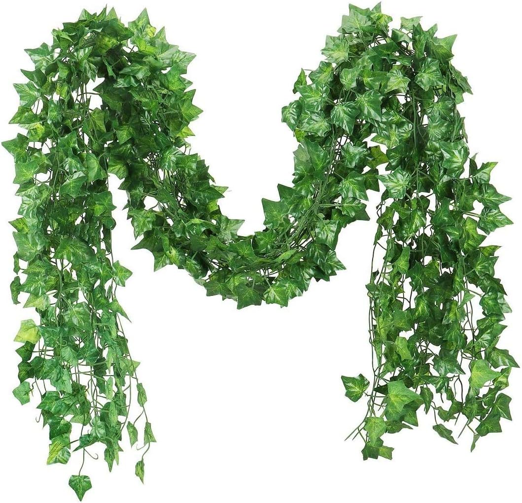 Unilove 84 feet 12 Pack Fake Vines Artificial Ivy Leaves Plants Hanging Greenery Plant Garland for Bedroom Office Wall Decor Indoor Outdoors (84Ft Ivy Leaves)