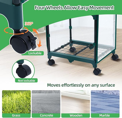 Ohuhu Mini Greenhouse for Indoor Outdoor, Small Plastic Plant Green House with Locking Wheels Portable Greenhouses with Durable Cover for Seedling,Ideal Gardening Gifts for Women Men White