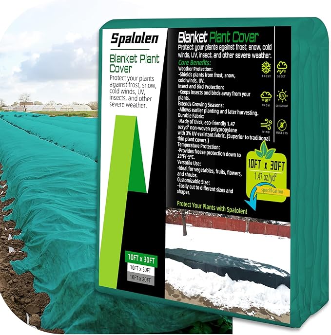 Plant Covers Freeze Protection, 10ft X 30ft Floating Row Cover 1.47 oz/yd² Fabric, Garden Frost Cloth Frost Blanket Plant Frost Covers for Outdoor Winter Frost/Sun Pest Protection - Green