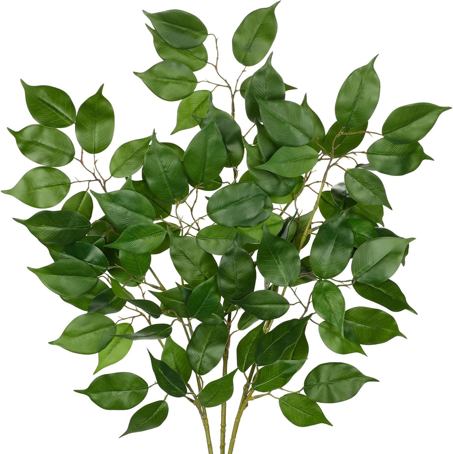 Ficus Leaves Artificial Branches 35.4" Faux Ficus Tree Branches Fake Greenery Plant Spray for Tree DIY Arch Wedding Bouquet Wreath Wall Decor - 3PCS
