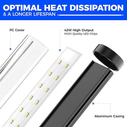 Barrina Vertical Grow Light T10, 42W 5000K, Full Spectrum LED Plant Light for Indoor,Standing Wide Coverage, 4FT Height with On/Off Switch and Tripod Floor Stand