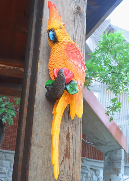 Tropical Hanging Parrot Decor,Real Resin Bird Figurines,Bird Statues,Home Ornament Decor for Tiki Bar,Perfect for Yard Ornaments,Tree Decorations Outdoor,Patio,Lawn,Tree Trunk, Porch