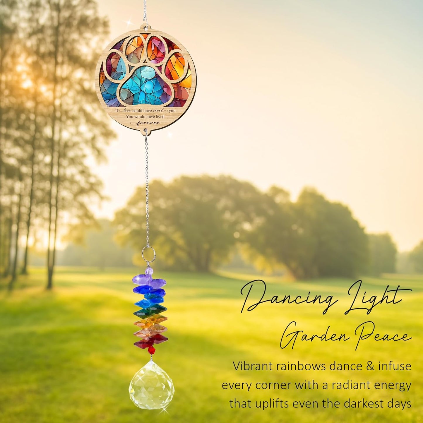 2 Layered Ornament Suncatcher Birthday Gifts for Dog Lover - Pet Memorial Suncatcher - Dogs Sympathy Hanging Ornament - Paw Ornament for Loss of Pet - Rainbow Maker