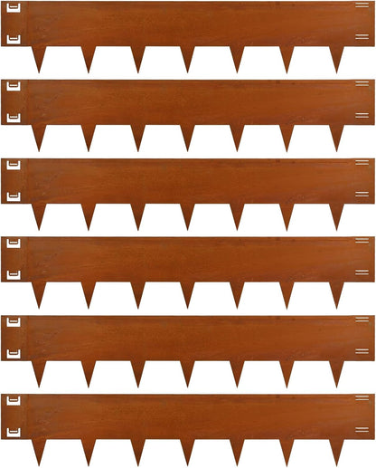 Cor-Ten Steel Landscape Lawn Edging, 40" L x 8" H,6 Pack Steel Edging for Landscaping,Metal Landscape Edging, Metal Edging for Landscaping(180 Degree Bend, Rusted)