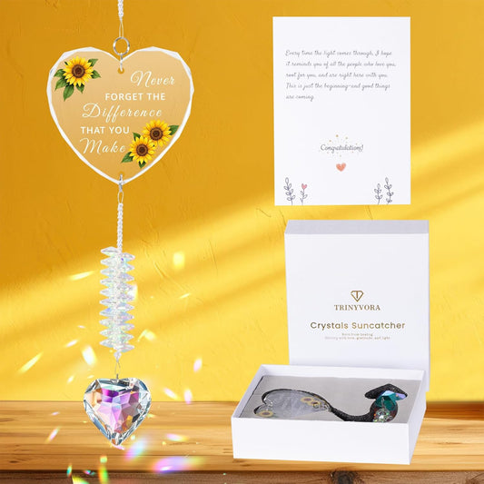 Crystal Suncatcher Thank You Gift – Never Forget The Difference You Make Ornament for Women