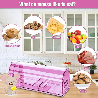 4 Pcs Humane Mouse Traps Indoor for Home, Live Mouse Trap, Reusable Mice Trap Catcher for House & Outdoors