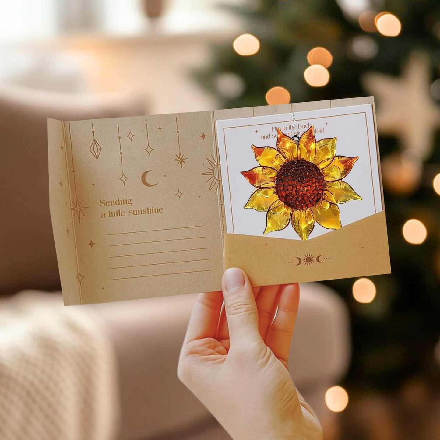 Sunflower Acrylic Suncatcher Stained Glass Effect Window Car Hanging Christmas Ornament Indoor Outdoor Decor Garden Sun Catcher Panel for Sunflower Lover for Women Mom Grandma