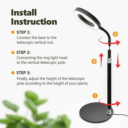 Desk Top Grow Lights for Indoor Plants,Full Spectrum Table Plant Light,24.2" Telescope Stand,UV LED Red Blue Halo Growing Lamp,Adjustable Gooseneck,Auto Timer,3 Lighting Modes,10-Level Dimmable