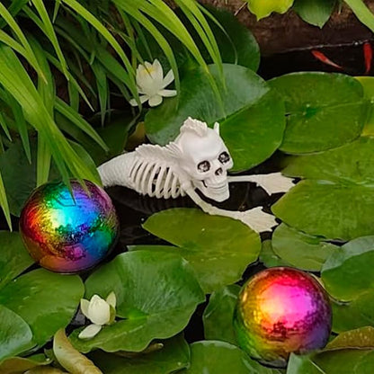 Nerien Gazing Ball, Stainless Steel Garden Mirror Globe, Polished Ornament Sphere, Hollow Floating Reflective Hemisphere, for Home Outdoor Pond Housewarming Swimming Pool Decoration, Rainbow, 5Pcs Mix