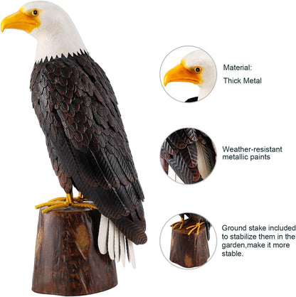 chisheen Bald Eagle Outdoor Metal Yard Art Statue and Sculpture for Garden Lawn Patio Living Room Decoration