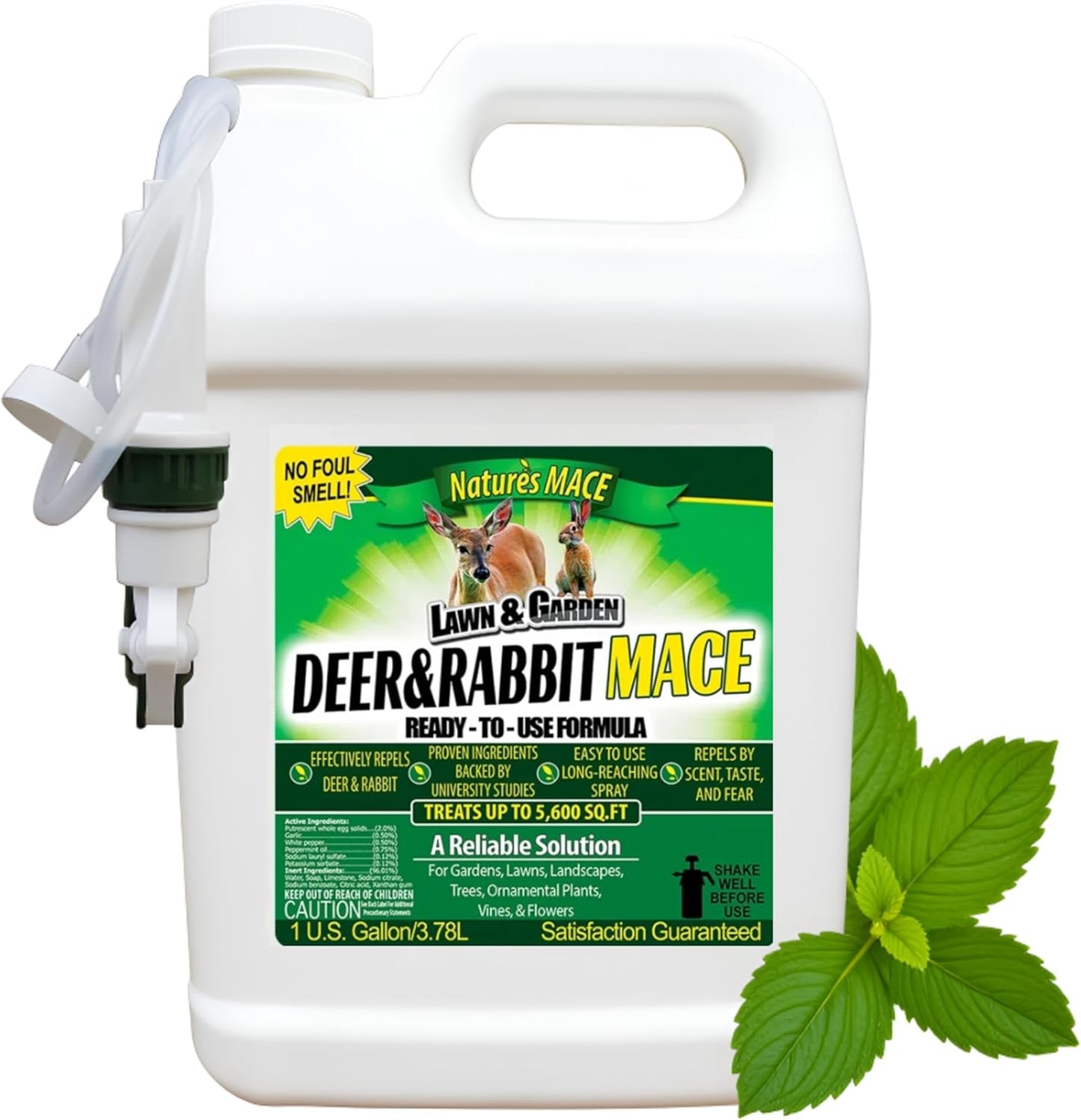 Nature’s MACE Deer and Rabbit Mace, Deer Repellent Spray, 1 Gallon, Deer Repellent for Plants, Flowers, Lawns, & Gardens, Deer Deterrent, All-Season Protection, Protect Plants Fast, Pet & Plant Safe