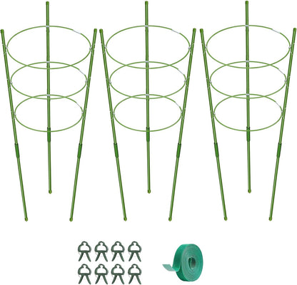 KLS 3 Pack Tomato Cage for Pots Plant Support, Upgrade 36 Inches Tomato Cages for Garden, Pepper Cage Trellis Kit with Plant Tie and Clips (36")