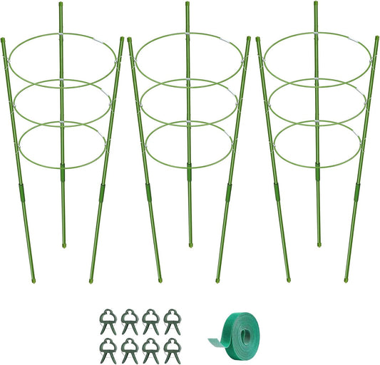 KLS 3 Pack Tomato Cage for Pots Plant Support, Upgrade 36 Inches Tomato Cages for Garden, Pepper Cage Trellis Kit with Plant Tie and Clips (36")