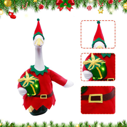 Christmas Toy Soldier Style Porch Goose Outfits,2 Pcs/Set Goose Clothes with Pointed Hat and Gift Box Fits 23" Lawn Goose Statue,Red Christmas Outdoor Goose Costume,Yard Patio Garden Xmas Decor