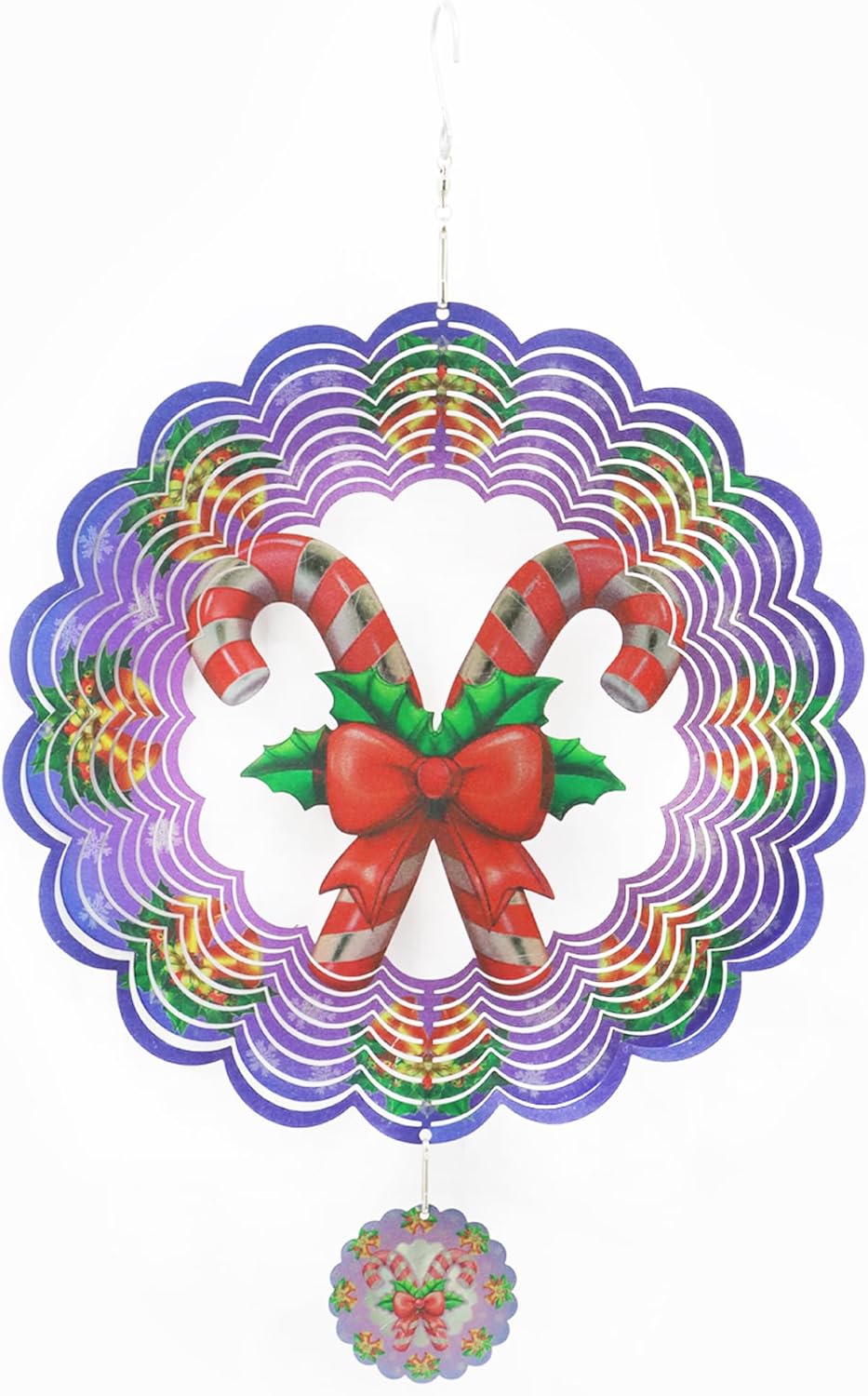 Wind Spinners Outdoor Christmas Candy Cane - Birthday Gifts for Women Mom Grandma, Hanging Wind Sculptures 12 inch 3D Wind Spinner for Garden Decor for Outside, Garden, Patio, Yard, Outdoor