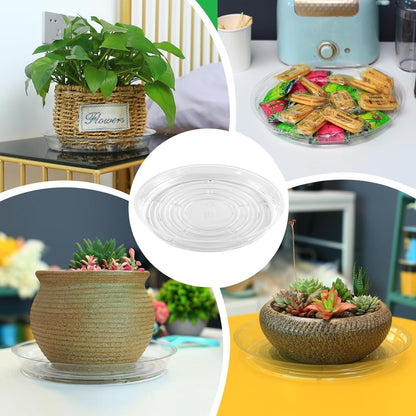 20 Pack Clear Plastic Plant Saucer 10 Inches Drip Trays Large Plant Plate Dish for Indoor Flower Pots and Planters, Bulk