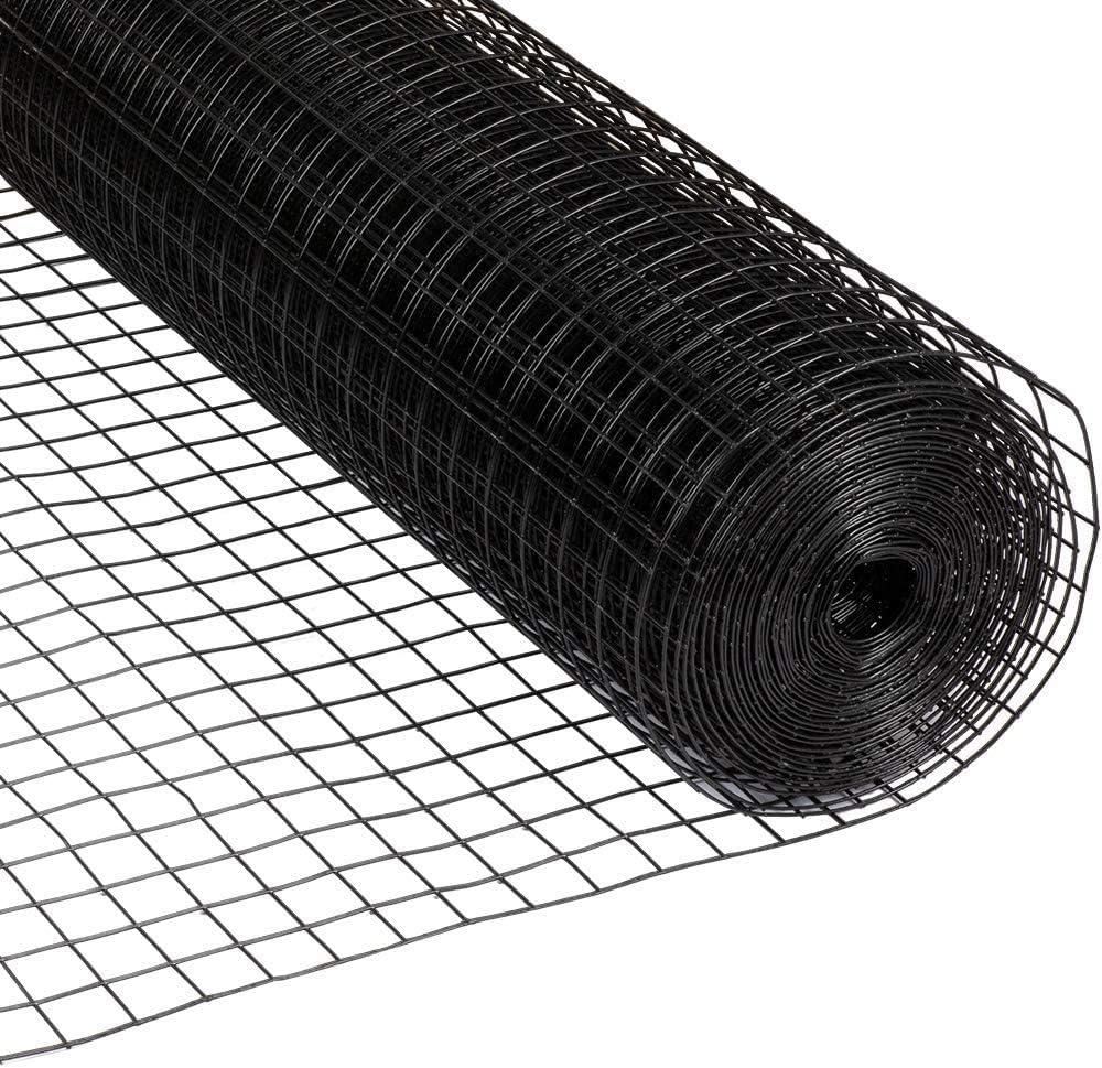 Fencer Wire 16 Gauge Black Vinyl Coated Welded Wire Mesh Size 1.5 inch by 1.5 inch