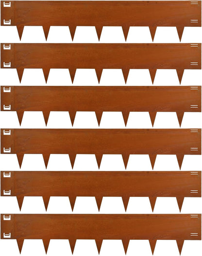 Cor-Ten Steel Landscape Edging 40 Inch Strips, 10-Inch Depth Metal Landscape Edging, 6-Pack Metal Garden Edging with Gloves, Bendable Rust Edging for Landscaping