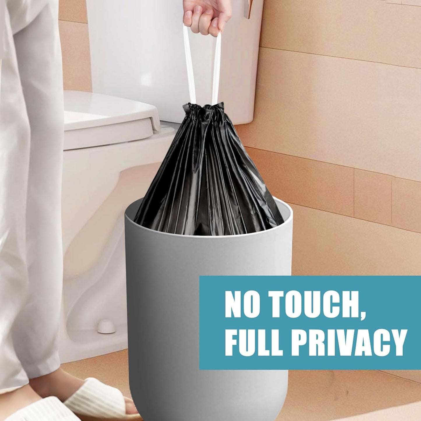 Small Trash Bags Bathroom - JUKFITA 4 gallon trash bags drawstring, Tear-Free Trash Bags Unscented 60 Count
