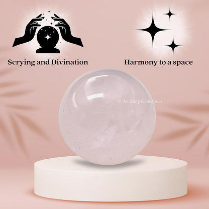 Amazing Gemstone Rose Quartz Crystal Ball - 1 Inches Crystal Sphere Meditation Balls for Witchcraft and Decorative Balls - Crystals and Healing Stones Beginners Gift (Pack of 1)