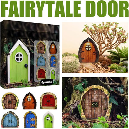 Enchanted Fairy Door for Tree Trunks - Weather-Resistant Miniature Garden Decor, 6-Piece Whimsical Outdoor Accessory Kit for Kids & Fantasy Enthusiasts (Fairy Tale Style-1)