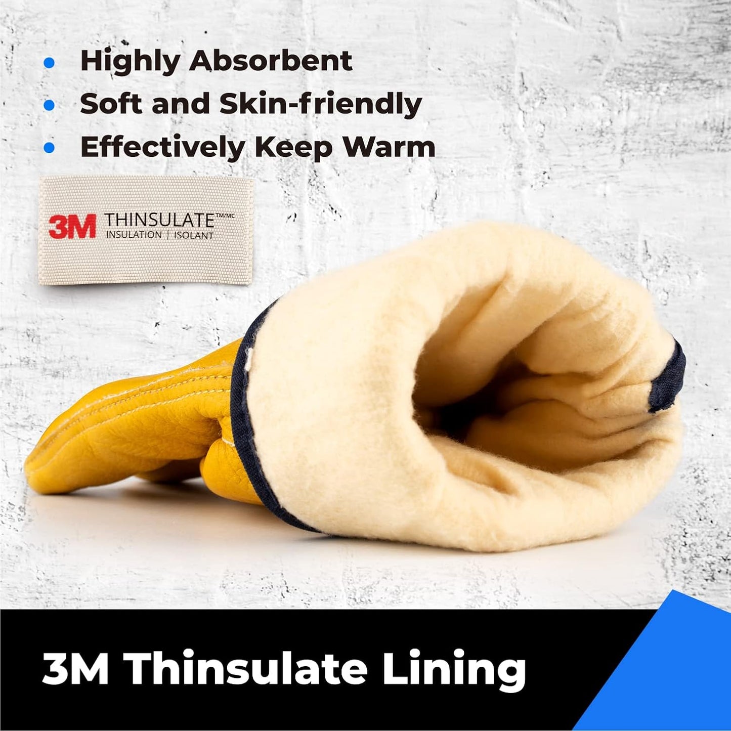 toolant 2 Pairs Winter Leather Work Gloves, Warm 3M Thinsulate Lining for Cold Weather Work, 100% Full Grain Cowhide with Abrasion and Puncture Resistance, Size XX-Large