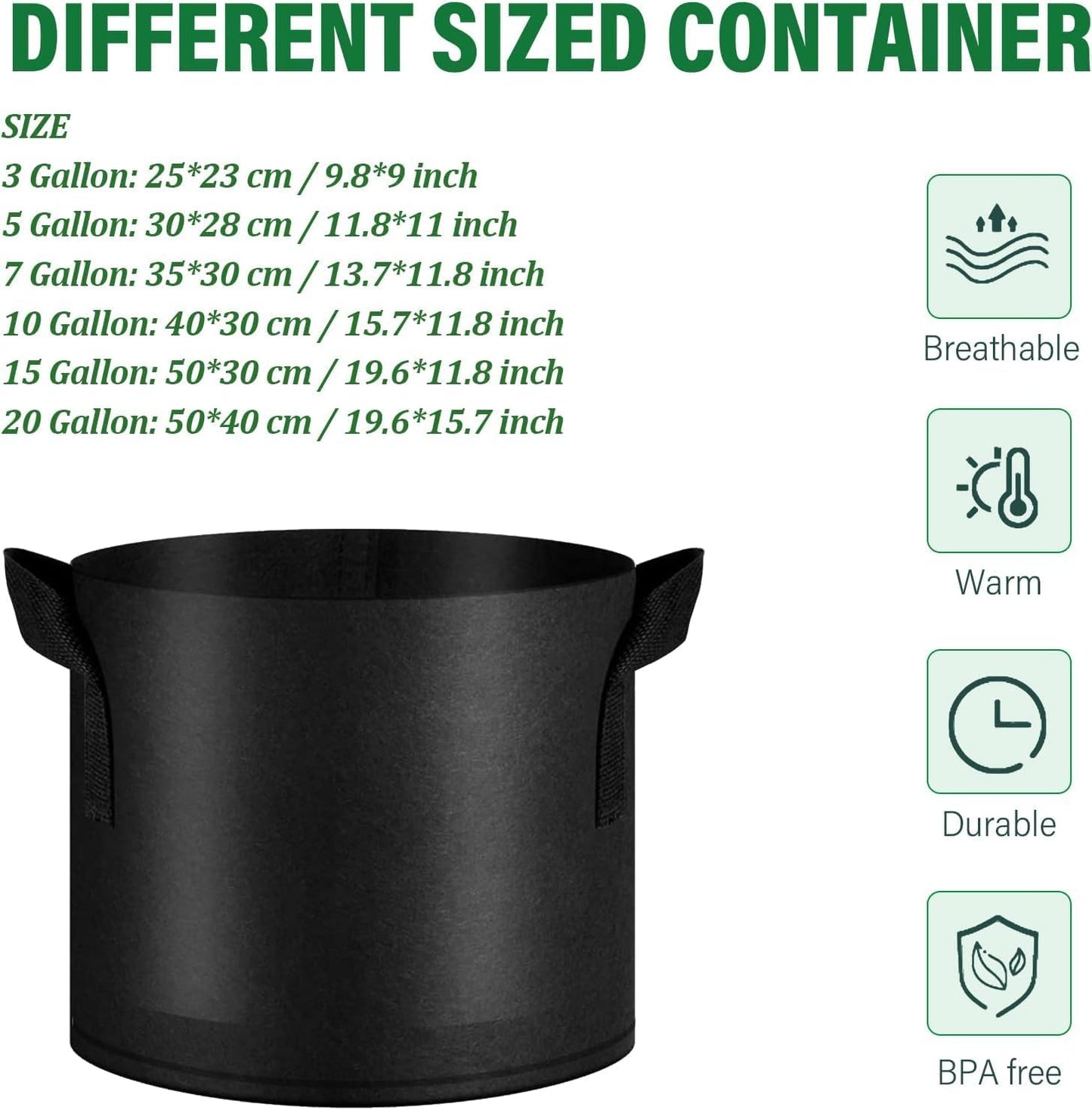12 Pack Grow Bags 7 Gallon, 300G Heavy Duty Thickened Non-Woven Plant Bag Plant Fabric Pots with Handles Planting Bags, Pot for Plants
