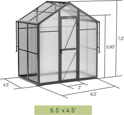 Vego Garden Junior Victorian Greenhouse 6.5 ft – Durable Aluminum Frame with Polycarbonate Panels – All-Season Greenhouse for Backyard or Patio