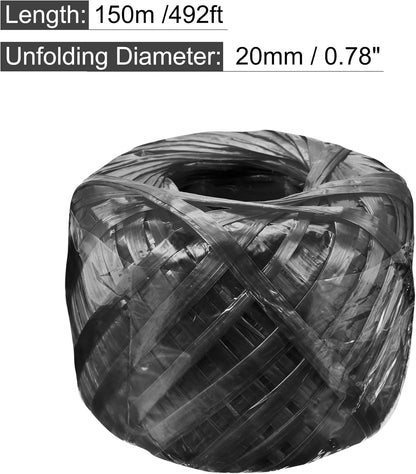 MECCANIXITY Polyester Nylon Plastic Rope Twine Household Bundled for Packing Gardening Craft,150m Length,Black