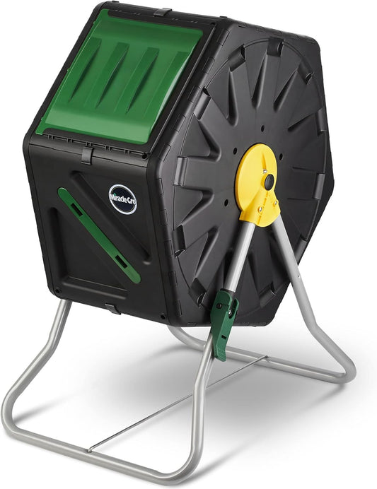 Miracle-Gro Compost Tumbler Single Chamber – Easy-Turn Composter Tumbler Outdoor for Fast